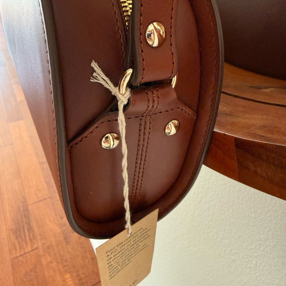 A.P.C. Tan Leather Demi Luna (Half Moon) Crossbody Bag NWT - Picture 3 of 11